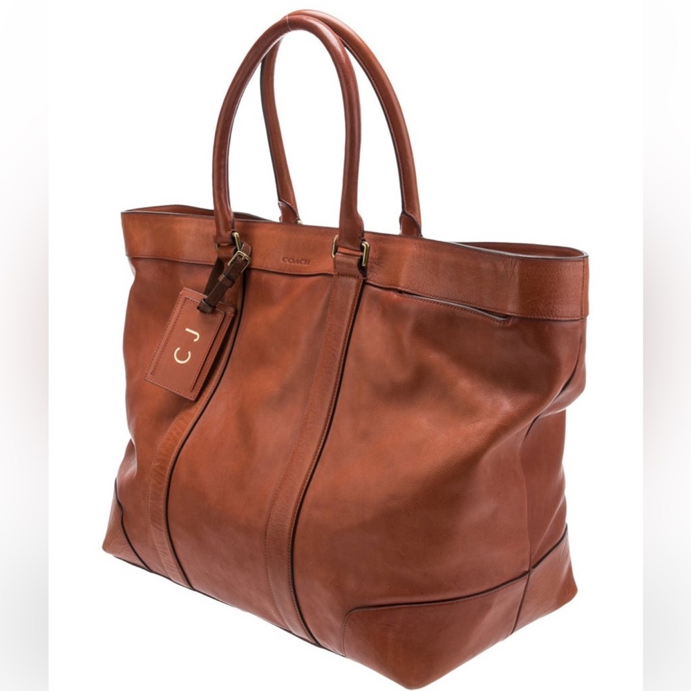Coach Tan Leather Travel Bag